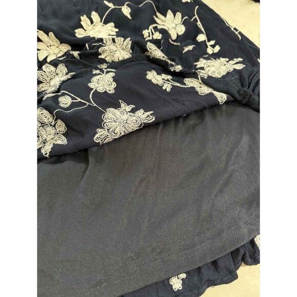 Simply Irresistible Dress Crinkle Gauze Embroidered On Off Shoulder Blue M EUC - Picture 8 of 9